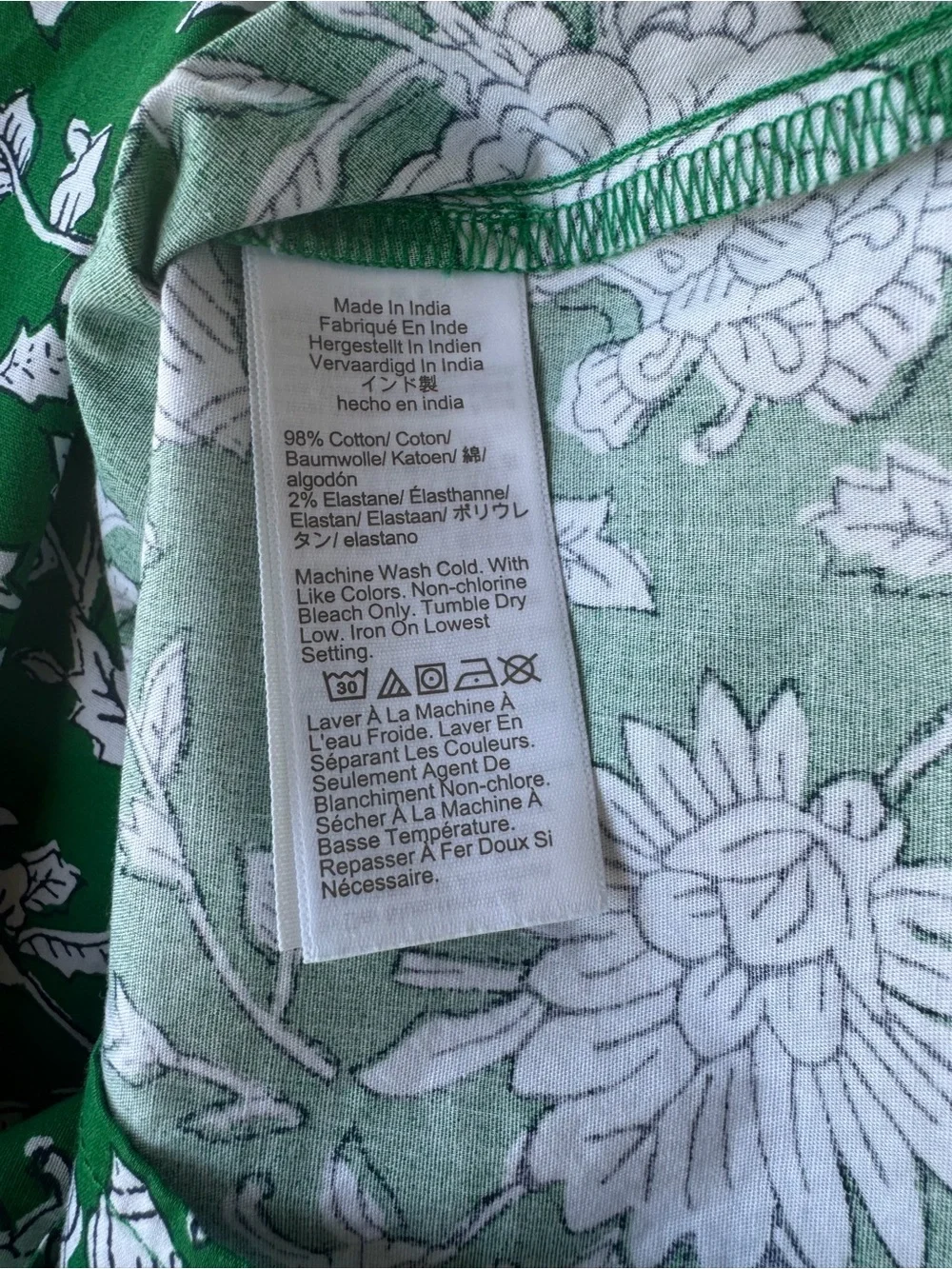 J. Crew Women's Green and White Floral Ruffle Sleeve Dress